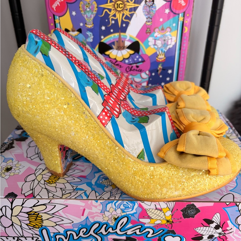 Irregular Choice Yellow Bow Glitter Heels 💛